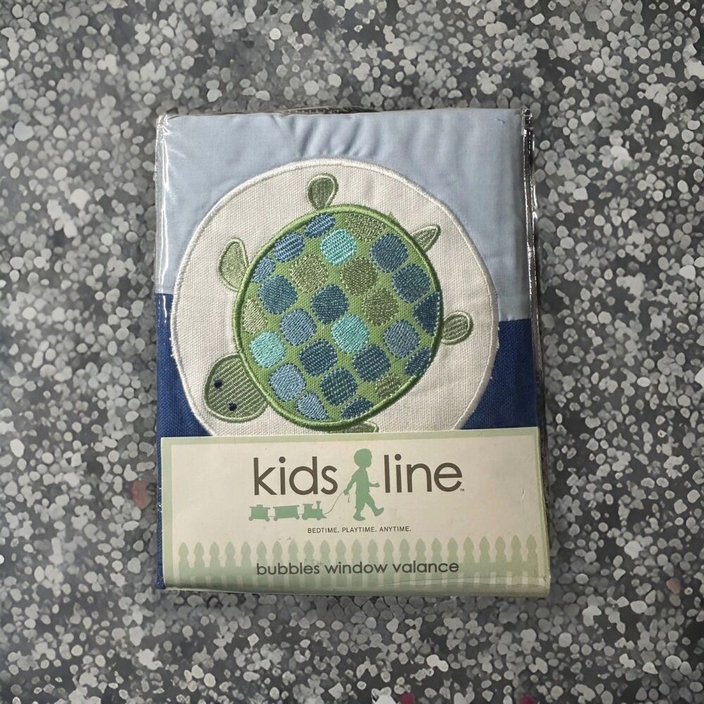 Kids Line Bubbles Turtle Window Valance‎ Blue/Green/White 14x60 NEW